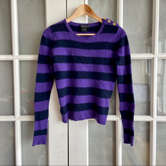 Bloomingdales Purple & Black Striped Sweater - Picture 2 of 4